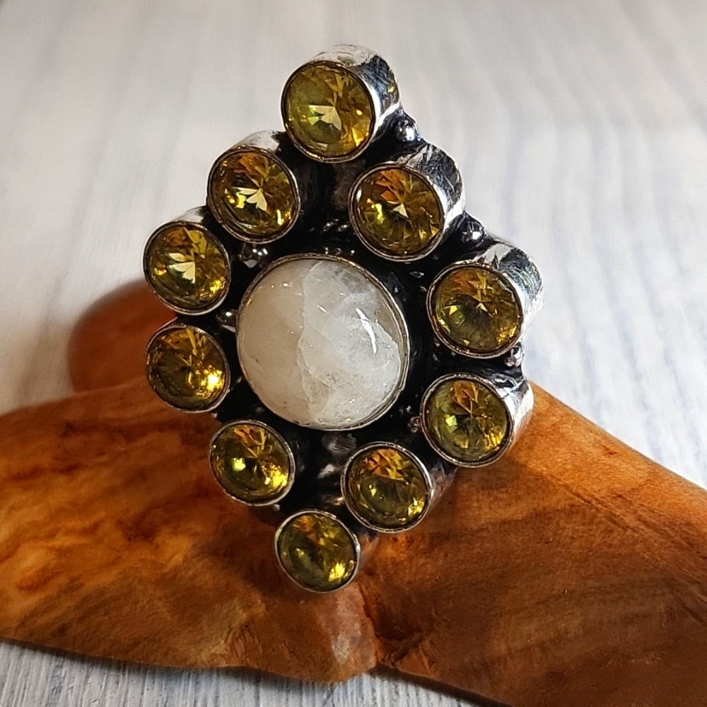 Moonstone & Citrine Ring - Size 10 - NWT